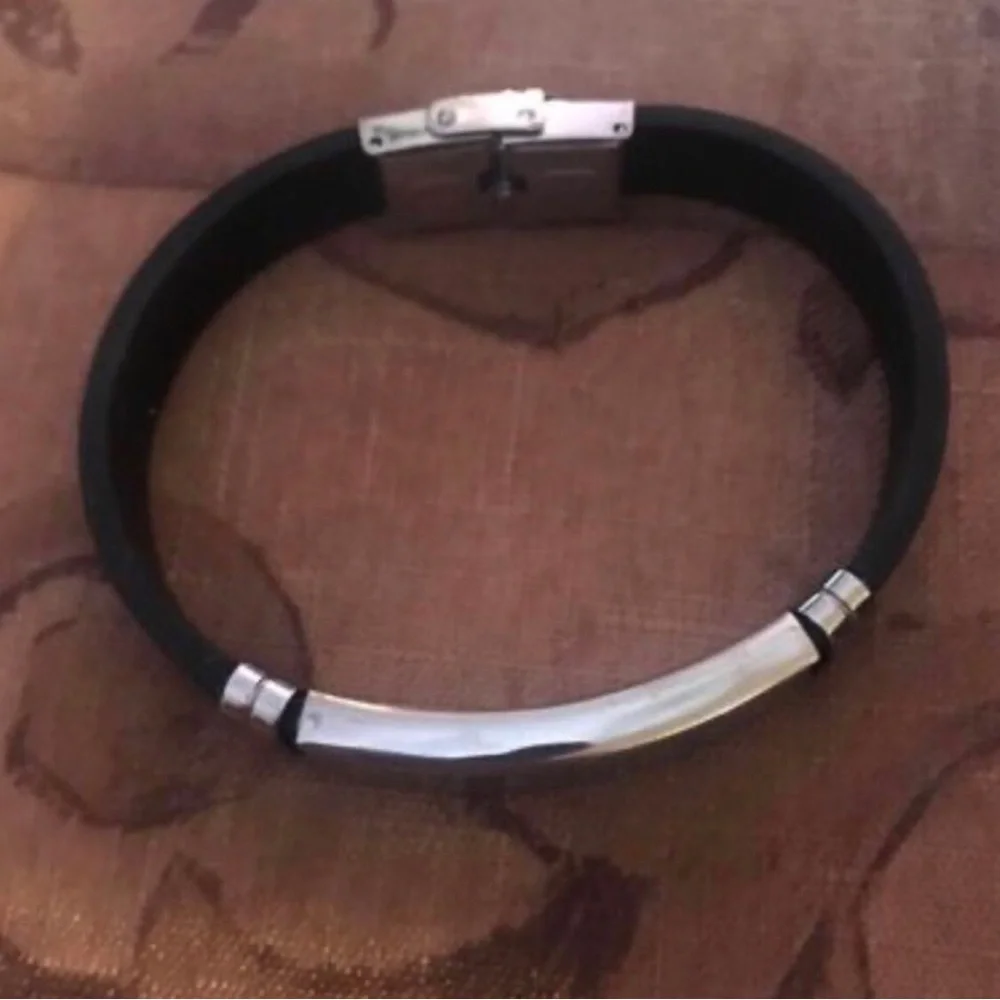 Inspirational Cross Silicone and Stainless Steel Bracelet